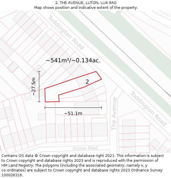 2, THE AVENUE, LUTON, LU4 9AG: Plot and title map