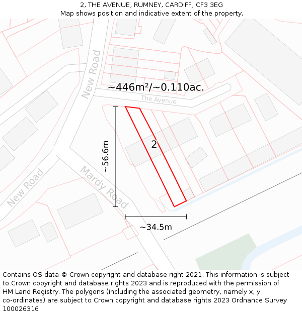 2, THE AVENUE, RUMNEY, CARDIFF, CF3 3EG: Plot and title map