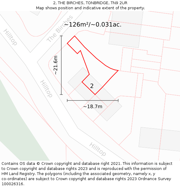 2, THE BIRCHES, TONBRIDGE, TN9 2UR: Plot and title map