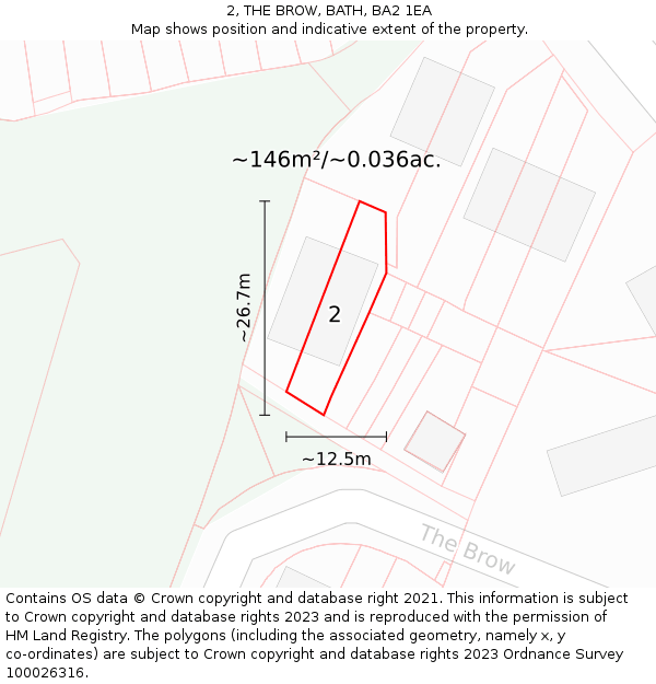 2, THE BROW, BATH, BA2 1EA: Plot and title map