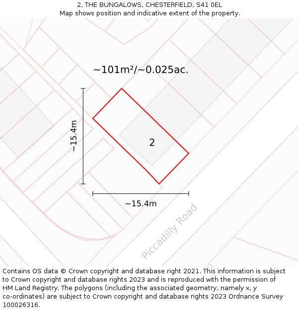 2, THE BUNGALOWS, CHESTERFIELD, S41 0EL: Plot and title map