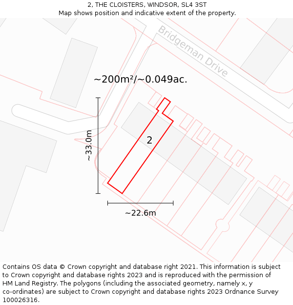 2, THE CLOISTERS, WINDSOR, SL4 3ST: Plot and title map