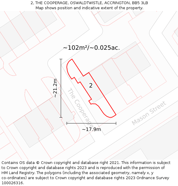 2, THE COOPERAGE, OSWALDTWISTLE, ACCRINGTON, BB5 3LB: Plot and title map