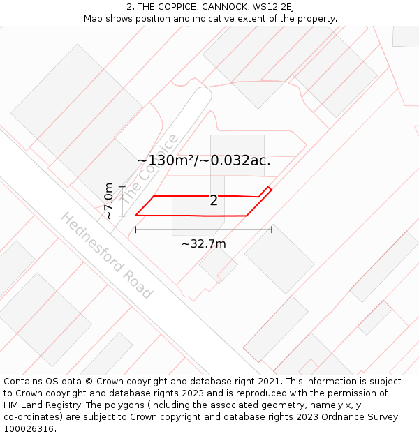 2, THE COPPICE, CANNOCK, WS12 2EJ: Plot and title map