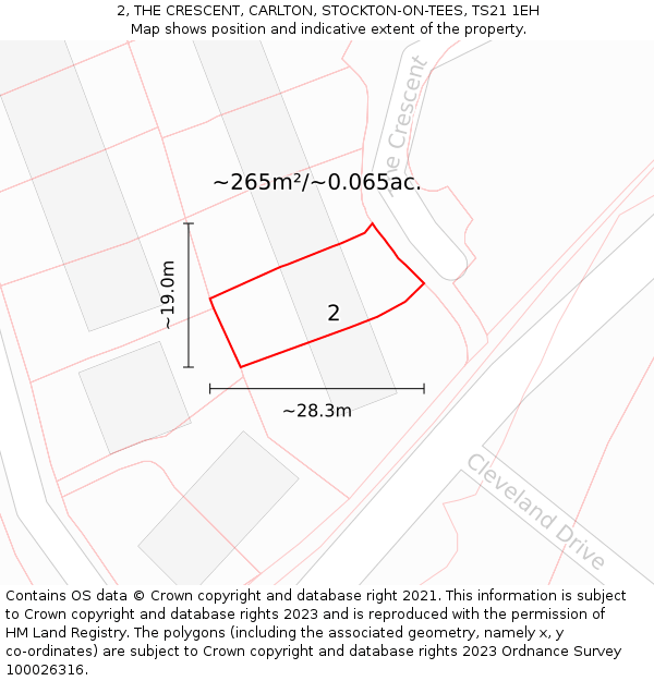 2, THE CRESCENT, CARLTON, STOCKTON-ON-TEES, TS21 1EH: Plot and title map