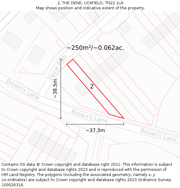 2, THE DENE, UCKFIELD, TN22 1LA: Plot and title map