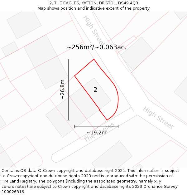 2, THE EAGLES, YATTON, BRISTOL, BS49 4QR: Plot and title map