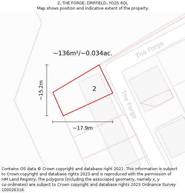 2, THE FORGE, DRIFFIELD, YO25 6QL: Plot and title map