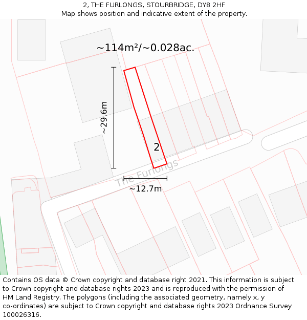2, THE FURLONGS, STOURBRIDGE, DY8 2HF: Plot and title map