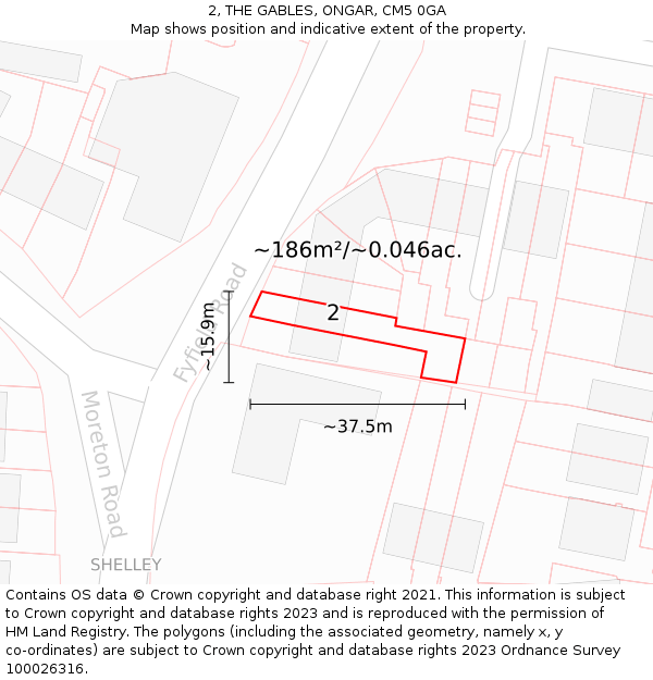 2, THE GABLES, ONGAR, CM5 0GA: Plot and title map