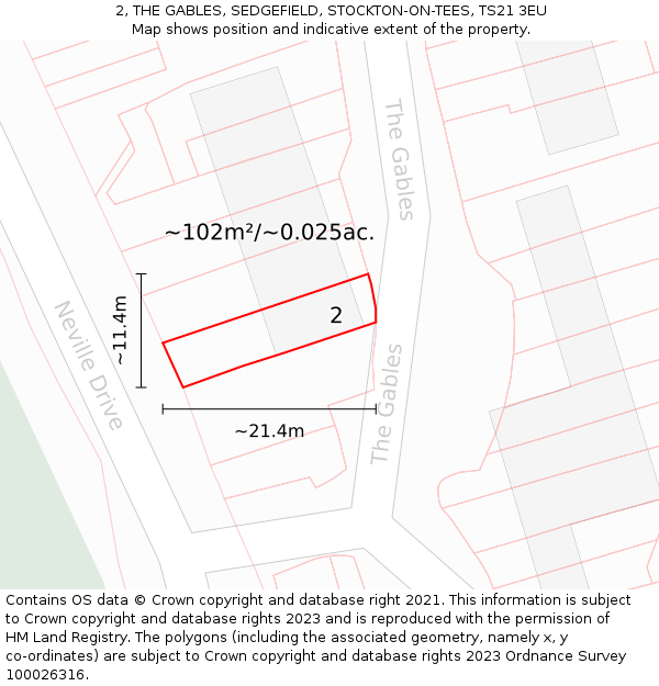 2, THE GABLES, SEDGEFIELD, STOCKTON-ON-TEES, TS21 3EU: Plot and title map