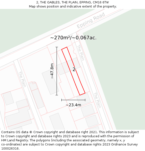 2, THE GABLES, THE PLAIN, EPPING, CM16 6TW: Plot and title map