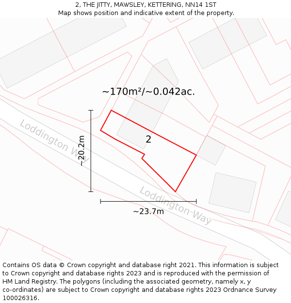 2, THE JITTY, MAWSLEY, KETTERING, NN14 1ST: Plot and title map
