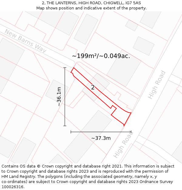 2, THE LANTERNS, HIGH ROAD, CHIGWELL, IG7 5AS: Plot and title map