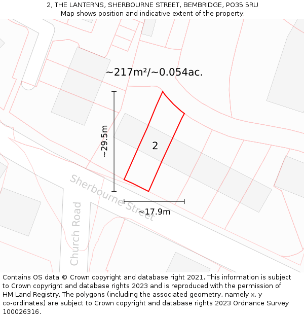 2, THE LANTERNS, SHERBOURNE STREET, BEMBRIDGE, PO35 5RU: Plot and title map