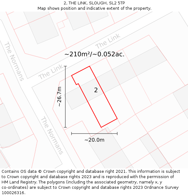 2, THE LINK, SLOUGH, SL2 5TP: Plot and title map