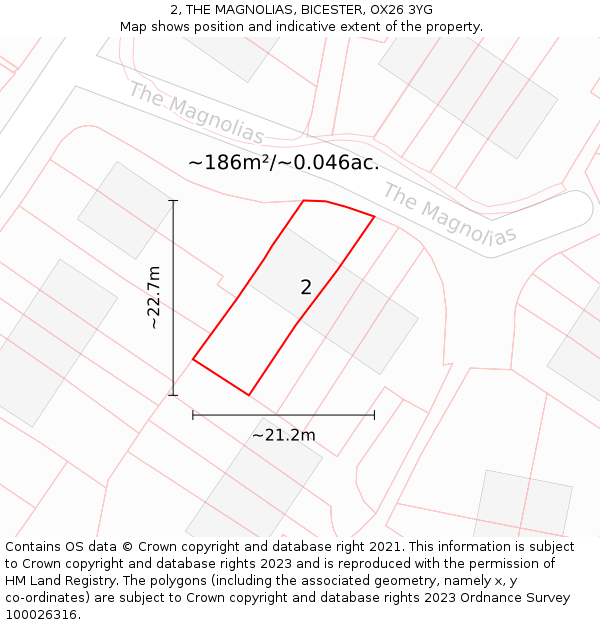 2, THE MAGNOLIAS, BICESTER, OX26 3YG: Plot and title map