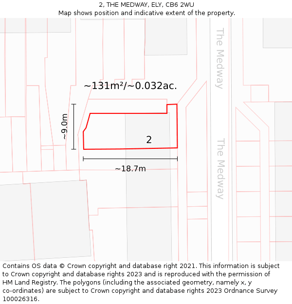 2, THE MEDWAY, ELY, CB6 2WU: Plot and title map