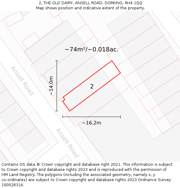 2, THE OLD DAIRY, ANSELL ROAD, DORKING, RH4 1QQ: Plot and title map