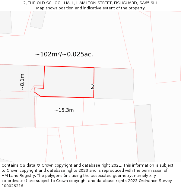 2, THE OLD SCHOOL HALL, HAMILTON STREET, FISHGUARD, SA65 9HL: Plot and title map