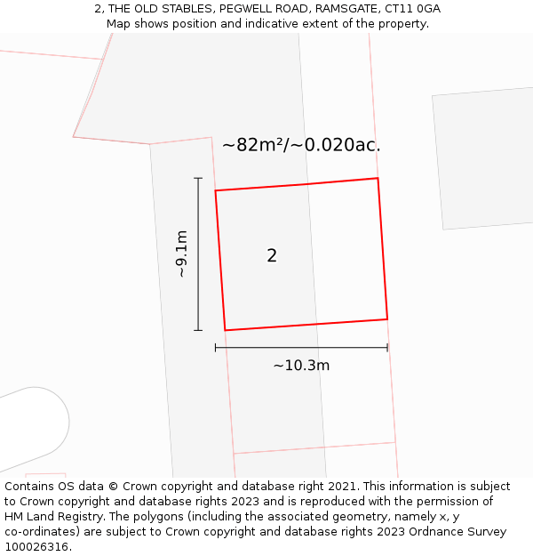 2, THE OLD STABLES, PEGWELL ROAD, RAMSGATE, CT11 0GA: Plot and title map