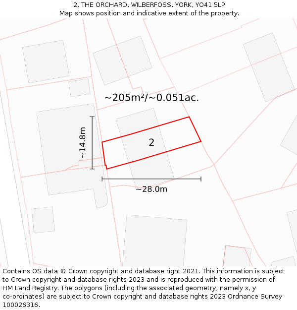 2, THE ORCHARD, WILBERFOSS, YORK, YO41 5LP: Plot and title map
