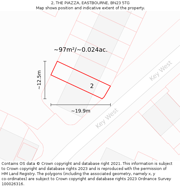 2, THE PIAZZA, EASTBOURNE, BN23 5TG: Plot and title map