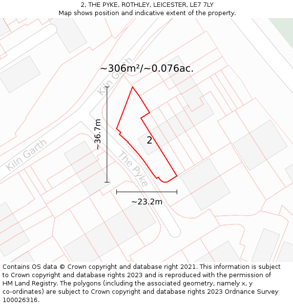 2, THE PYKE, ROTHLEY, LEICESTER, LE7 7LY: Plot and title map