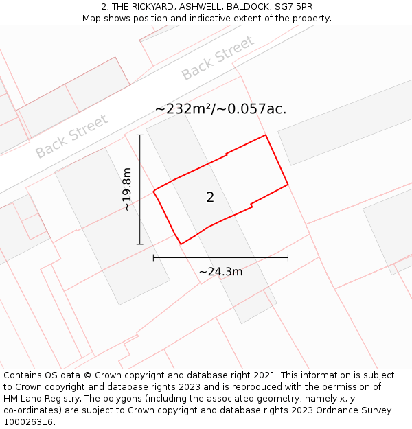 2, THE RICKYARD, ASHWELL, BALDOCK, SG7 5PR: Plot and title map