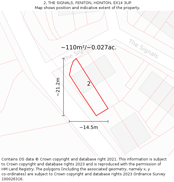 2, THE SIGNALS, FENITON, HONITON, EX14 3UP: Plot and title map
