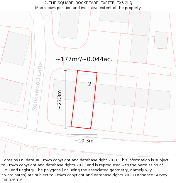 2, THE SQUARE, ROCKBEARE, EXETER, EX5 2LQ: Plot and title map