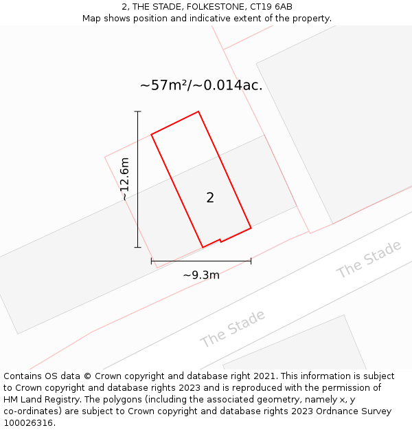 2, THE STADE, FOLKESTONE, CT19 6AB: Plot and title map