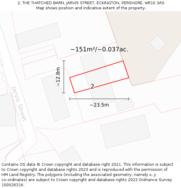 2, THE THATCHED BARN, JARVIS STREET, ECKINGTON, PERSHORE, WR10 3AS: Plot and title map