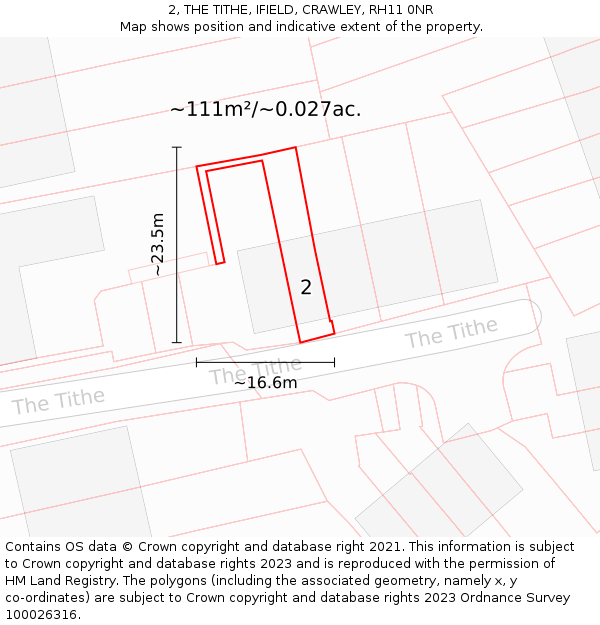 2, THE TITHE, IFIELD, CRAWLEY, RH11 0NR: Plot and title map