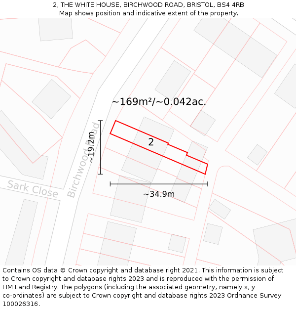 2, THE WHITE HOUSE, BIRCHWOOD ROAD, BRISTOL, BS4 4RB: Plot and title map