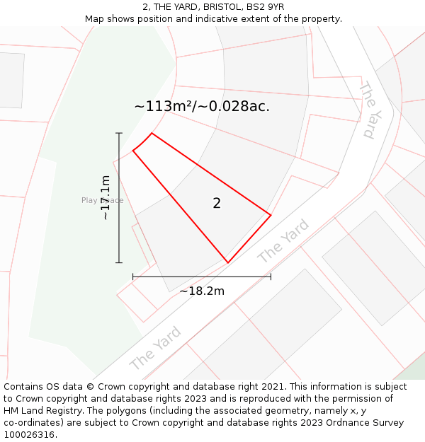 2, THE YARD, BRISTOL, BS2 9YR: Plot and title map
