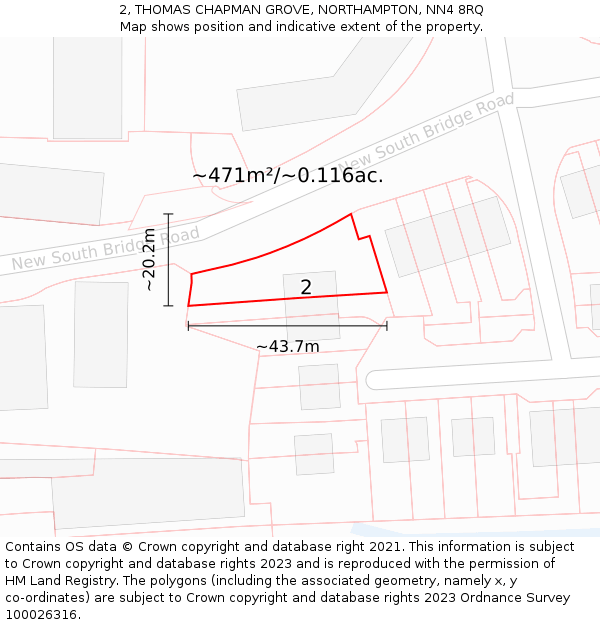 2, THOMAS CHAPMAN GROVE, NORTHAMPTON, NN4 8RQ: Plot and title map