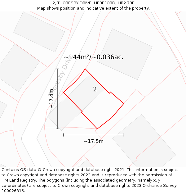 2, THORESBY DRIVE, HEREFORD, HR2 7RF: Plot and title map