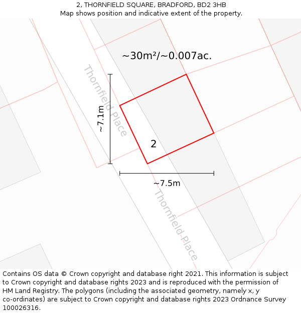2, THORNFIELD SQUARE, BRADFORD, BD2 3HB: Plot and title map