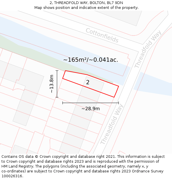 2, THREADFOLD WAY, BOLTON, BL7 9DN: Plot and title map