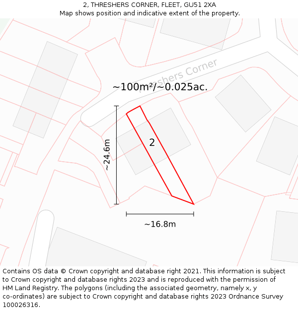 2, THRESHERS CORNER, FLEET, GU51 2XA: Plot and title map