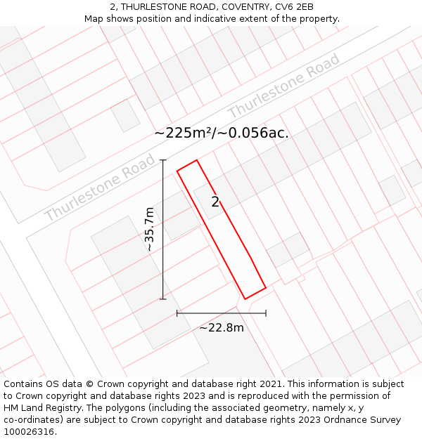 2, THURLESTONE ROAD, COVENTRY, CV6 2EB: Plot and title map