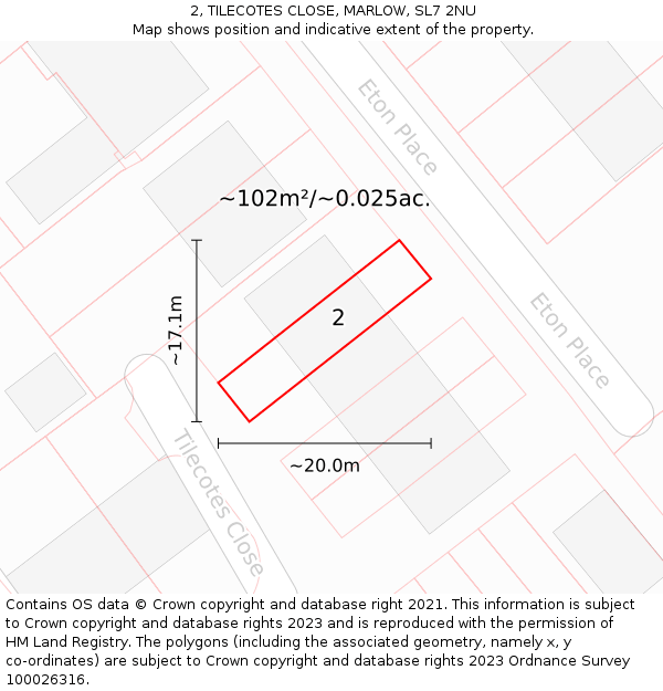 2, TILECOTES CLOSE, MARLOW, SL7 2NU: Plot and title map