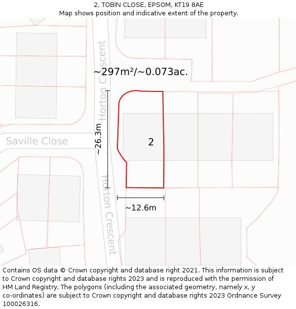 2, TOBIN CLOSE, EPSOM, KT19 8AE: Plot and title map