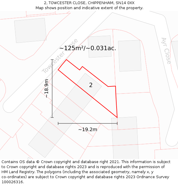 2, TOWCESTER CLOSE, CHIPPENHAM, SN14 0XX: Plot and title map