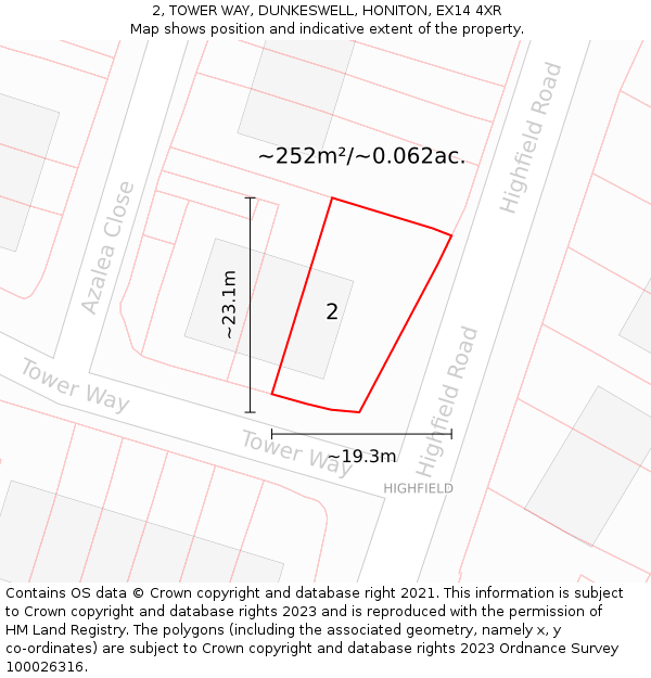 2, TOWER WAY, DUNKESWELL, HONITON, EX14 4XR: Plot and title map