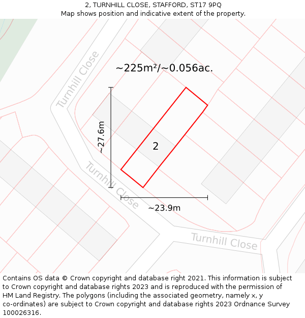 2, TURNHILL CLOSE, STAFFORD, ST17 9PQ: Plot and title map