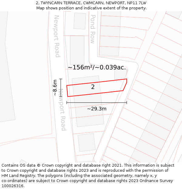 2, TWYNCARN TERRACE, CWMCARN, NEWPORT, NP11 7LW: Plot and title map