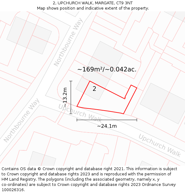 2, UPCHURCH WALK, MARGATE, CT9 3NT: Plot and title map