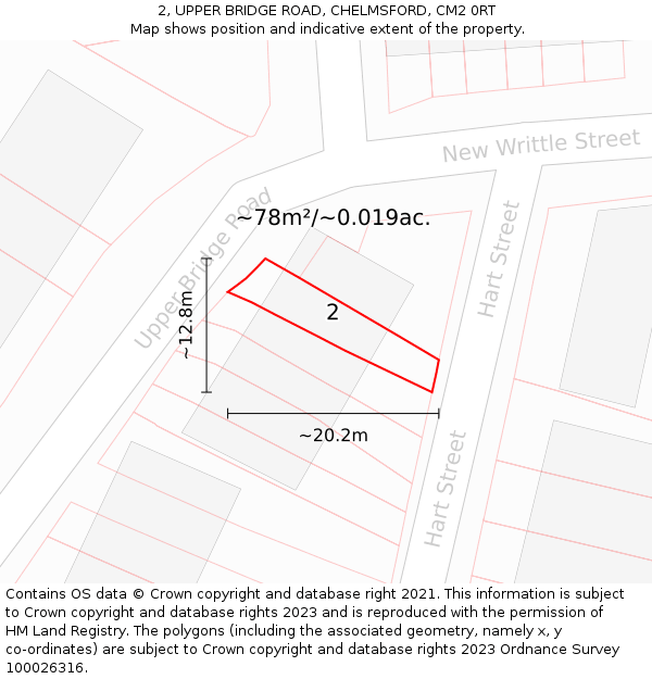 2, UPPER BRIDGE ROAD, CHELMSFORD, CM2 0RT: Plot and title map